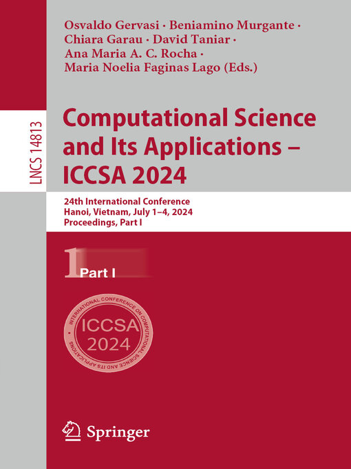 Title details for Computational Science and Its Applications – ICCSA 2024 by Osvaldo Gervasi - Available